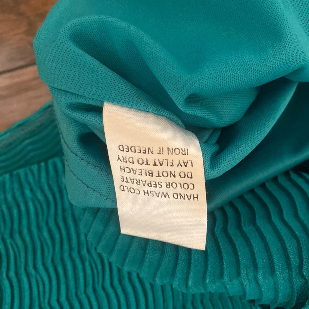 Pink Lily Teal Pleated Midi Dress - Size Large - Picture 9 of 10